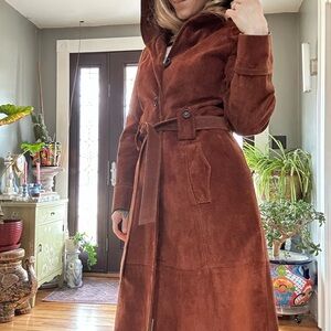 Vintage Suede Coat W/ Hood